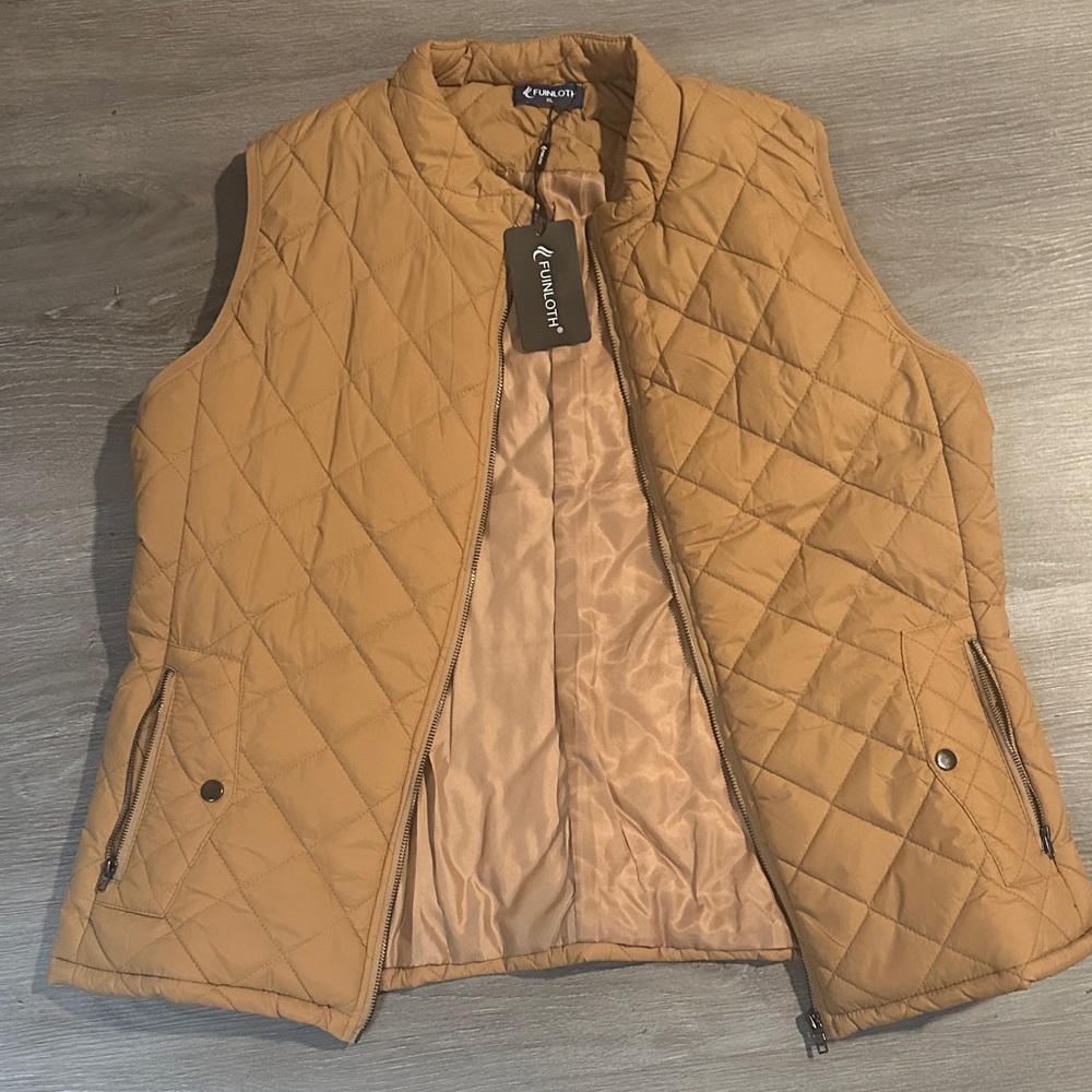 Fuinloth Women's Camel Quilted Vest
